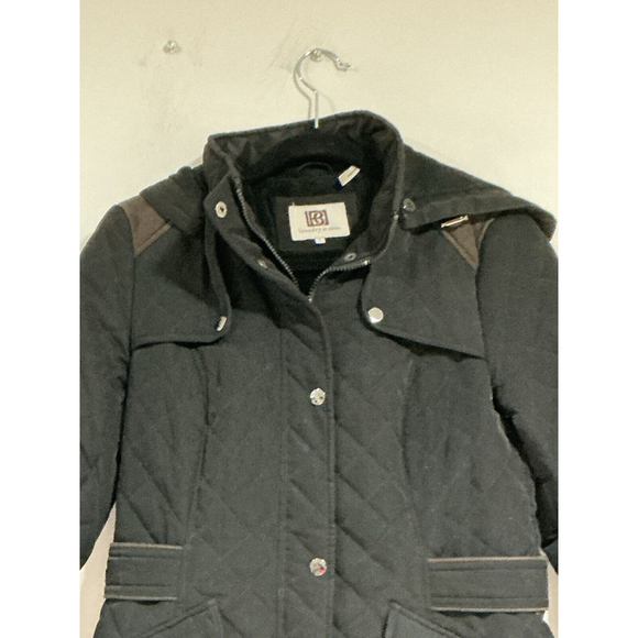 Womans Laundry By Design Black Small Quilted Hooded Coat - Picture 2 of 9